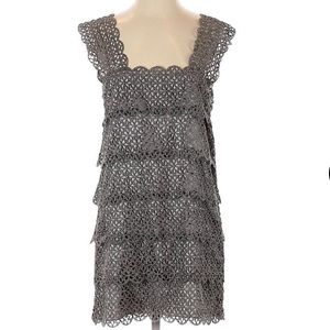 Manoush gray lace tiered cocktail dress
